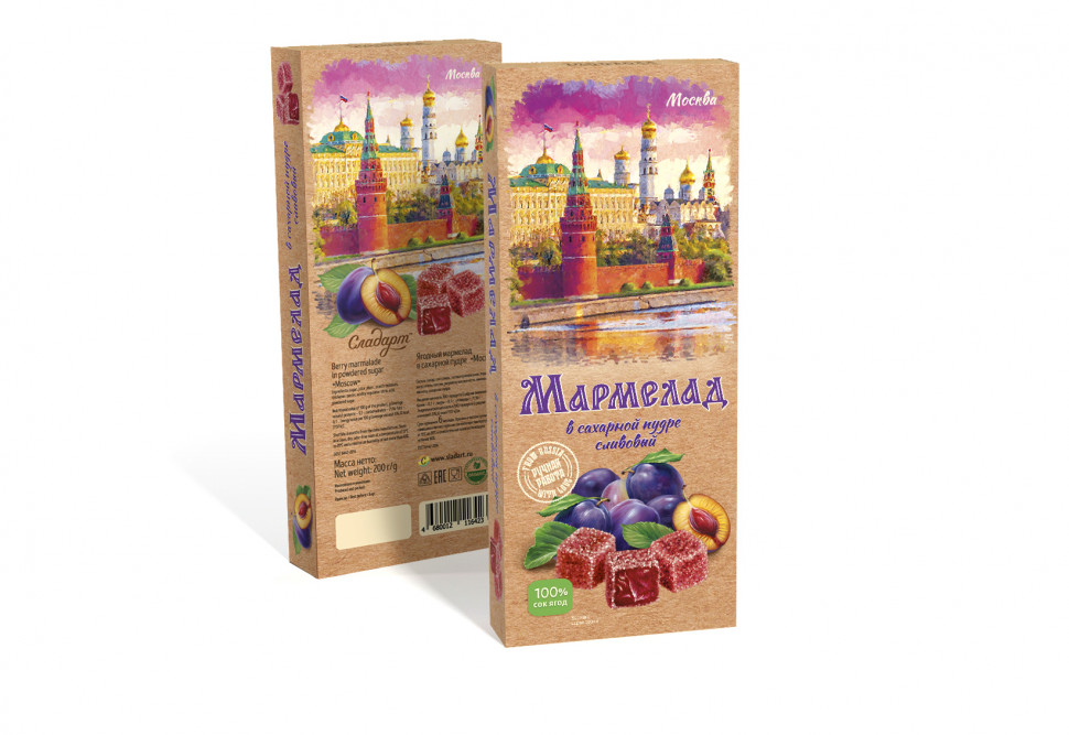  Сладарт Мармелад Сливовый МОСКВА в сахарной пудре (642), 200г   в Ханты-Мансийске